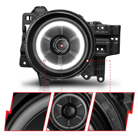 ANZO 2007-2013 Toyota Fj Cruiser Projector Headlights w/ Halo Black