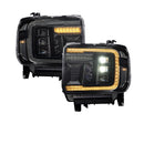 Form Lighting 2014+ GMC Sierra 1500/2500/3500 LED Projector Headlights Amber DRL (Pair)-1