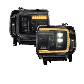 Form Lighting 2014+ GMC Sierra 1500/2500/3500 LED Projector Headlights Amber DRL (Pair)