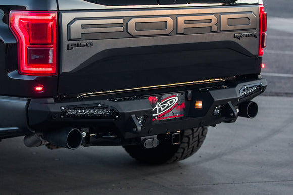 Addictive Desert Designs 17-18 Ford F-150 Raptor HoneyBadger Rear Bumper w/ 10in SR LED Mounts