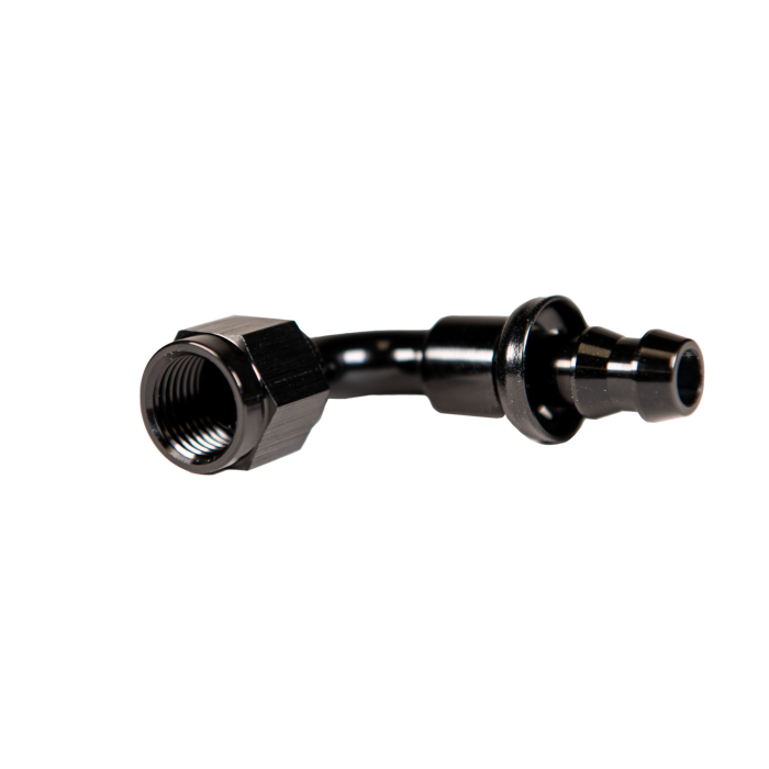 Fleece Performance Universal -8AN 90Deg to Hose Barb - Black - 0