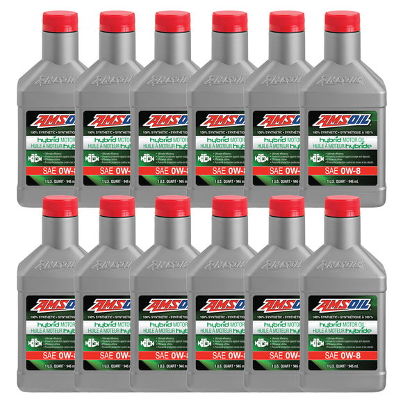 AMSOIL 0W-8 100% Synthetic Hybrid Motor Oil Case of 12