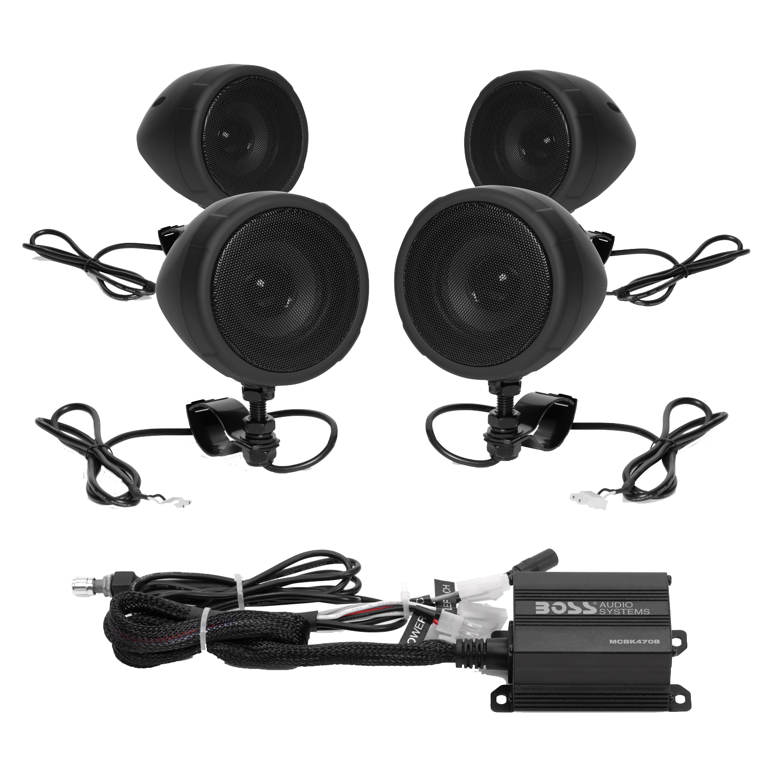 Boss Audio Systems Motorcycle Speaker Amplifier/ Bluetooth/ 3in Speakers 2 Pair- Black