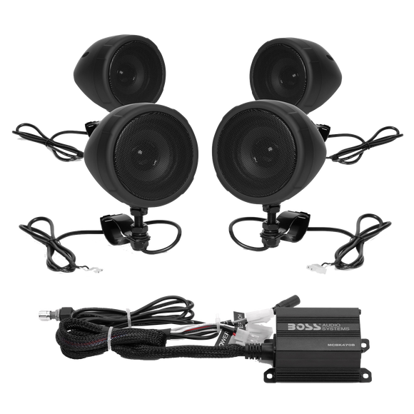 Boss Audio Systems Motorcycle Speaker Amplifier/ Bluetooth/ 3in Speakers 2 Pair- Black