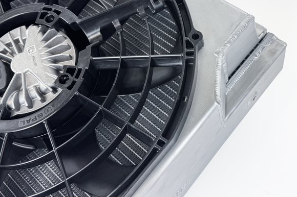 CSF Motorsport Radiator with Shroud - 14in SPAL Brushless Fans - Harnesses
