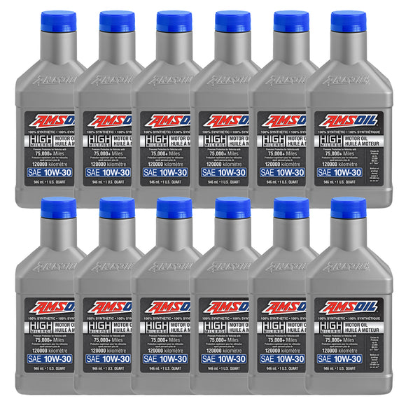 AMSOIL 10W-30 100% Synthetic High-Mileage Motor Oil Case of 12