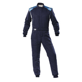 OMP FIRST-S OVERALL NAVY BLUE/CYAN SIZE 48 FIA 8856-2018 + SFI