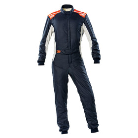 OMP ONE-S OVERALL NAVY BLUE/ORANGE SIZE 64 FIA 8856-2018 + SFI