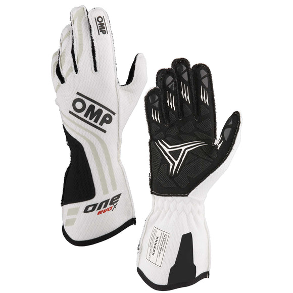 OMP ONE EVO-X MY24 GLOVES FIA 8856-2018 WHITE SZ XS