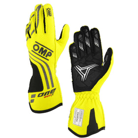 OMP ONE EVO-X MY24 GLOVES FIA 8856-2018 FLUO YELLOW SZ XS
