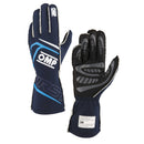 OMP FIRST GLOVES FIA 8856-2018 MY2025 NAVY BLUE / CYAN SZ S-1