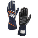 OMP FIRST GLOVES FIA 8856-2018 MY2025 NAVY BLUE / FLUO ORANGE SZ XS-1