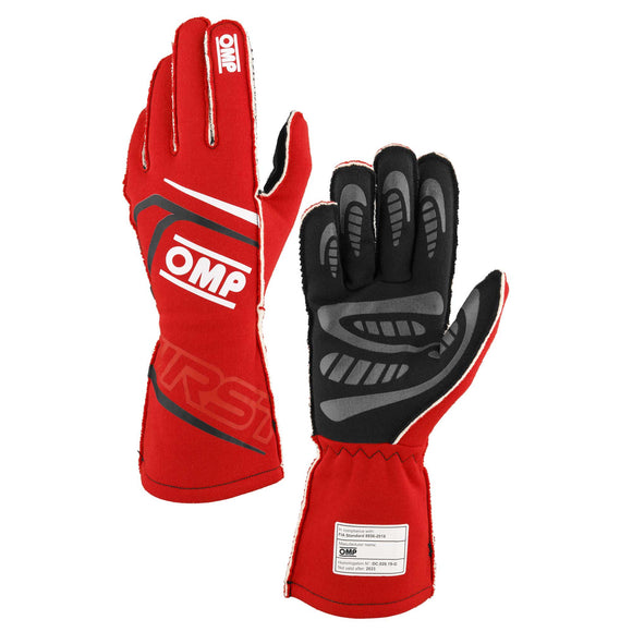 OMP Racing First Gloves FIA 8856-2018 MY2025 Red - Medium