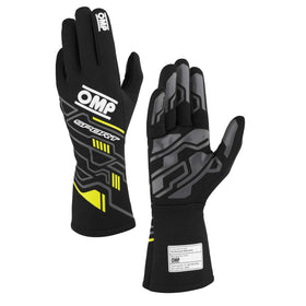 OMP SPORT GLOVES FIA 8856-2018 MY2025 BLACK / FLUO YELLOW SZ S
