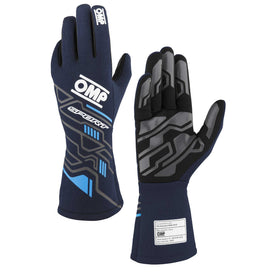 OMP SPORT GLOVES FIA 8856-2018 MY2025 NAVY BLUE / CYAN SZ L