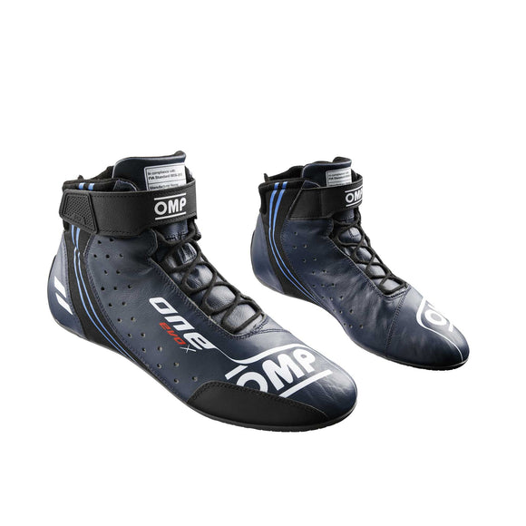 OMP ONE EVO X SHOES MY2024 FIA 8856-2018 NAVY BLUE / CYAN SIZE 48