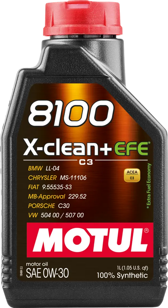 Motul 1L Synthetic Engine Oil 8100 X-Clean + EFE 0W30