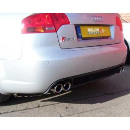 Milltek Cat Back Resonated Exhaust - Excluding Exhaust Valves - Polished Quad Tips - RS4 B7 4.2 V8