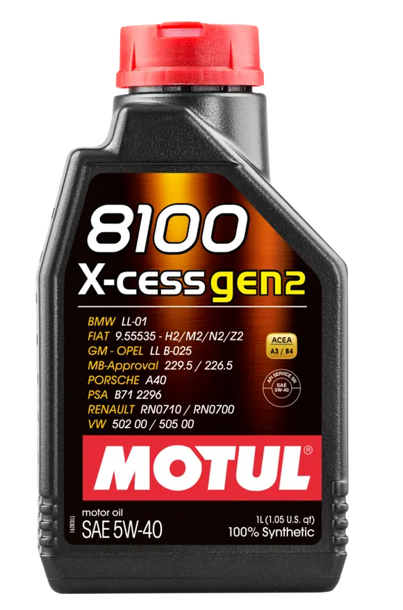 8100 X-CESS GEN2 5W-40 Engine Oil (1 Liter) - Motul 109774
