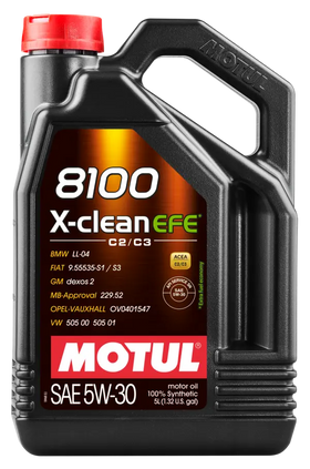 Motul Engine Oil 5W30 - Motul 109471 5-Liter - 8100 X-clean EFE - 5W-30 Synthetic