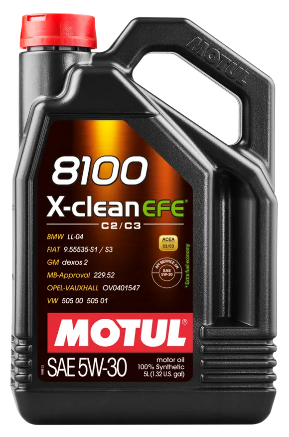 Motul Engine Oil 5W30 - Motul 109471 5-Liter - 8100 X-clean EFE - 5W-30 Synthetic