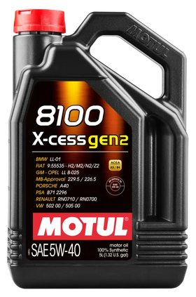 Motul 8100 X-CESS GEN2 Synthetic 5W-40 Motor Oil, 5 Liter