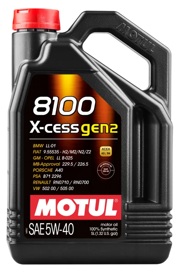 Motul 8100 X-CESS GEN2 Synthetic 5W-40 Motor Oil, 5 Liter