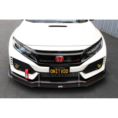 CARBON FIBER Wind Splitter With Rods Civic Type R W/ Factory airdam 2017-UP - 0