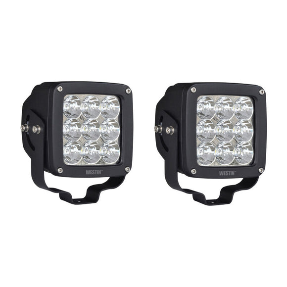 Westin Axis LED Auxiliary Light 4.5 inch x 4.5 inch Square Spot w/3W Osram (Set of 2) - Black