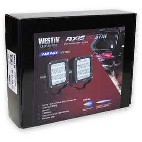 Westin Axis LED Auxiliary Light 4.5 inch x 4.5 inch Square Flood w/3W Osram (Set of 2) - Black - 0