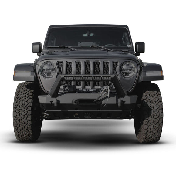 Westin 18-19 Jeep Wrangler JL Stubby Front Bumper - Textured Black