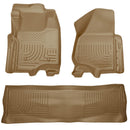 Husky Liners 11-12 Ford SD Crew Cab WeatherBeater Combo Tan Floor Liners (w/o Manual Trans Case)-1