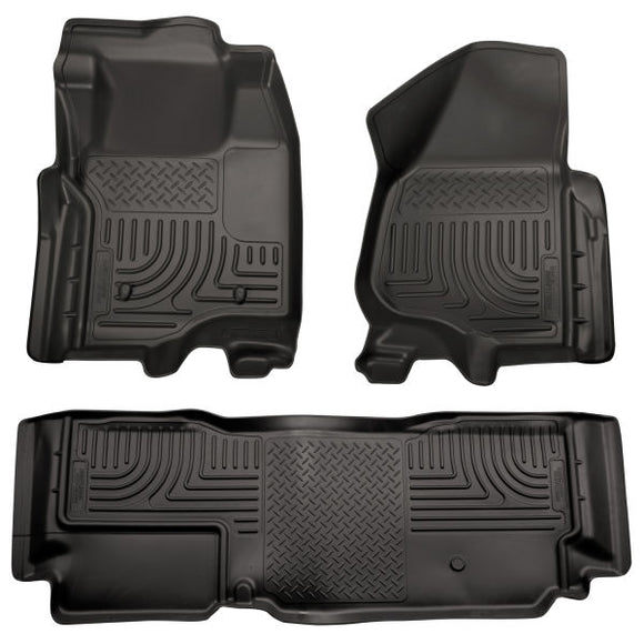 Husky Liners 11-12 Ford Super Duty Crew & Extended Cab WeatherBeater Front Row Black Floor Liners