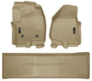 Husky Liners 2012.5 Ford SD Crew Cab WeatherBeater Combo Tan Floor Liners (w/o Manual Trans Case)-1