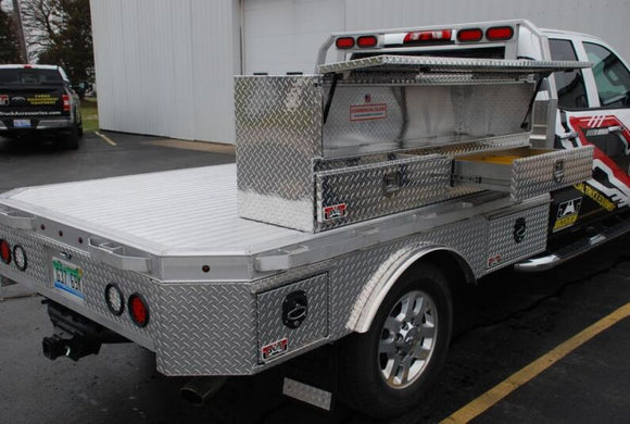 Westin/Brute High Cap 72in Stake Bed Contractor TopSider w/ Bottom Drawers - Aluminum