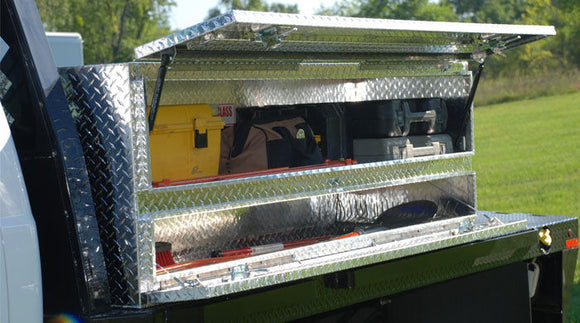 Westin/Brute High Cap 96in Stake Bed Contractor TopSider w/ Doors - Aluminum