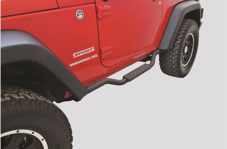 Rampage 2007-2018 Jeep Wrangler(JK) Side Bar Drop Step Slimline - Black - 0