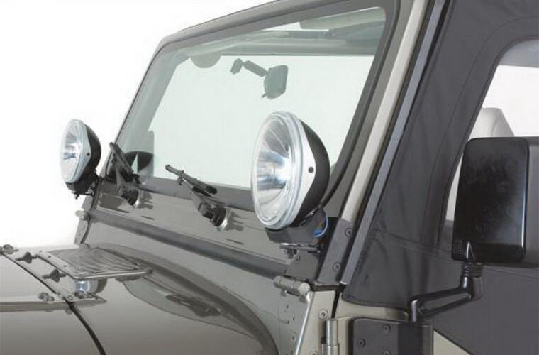 Rampage 1997-2006 Jeep Wrangler(TJ) Windshield Hinge Light Bracket - Black