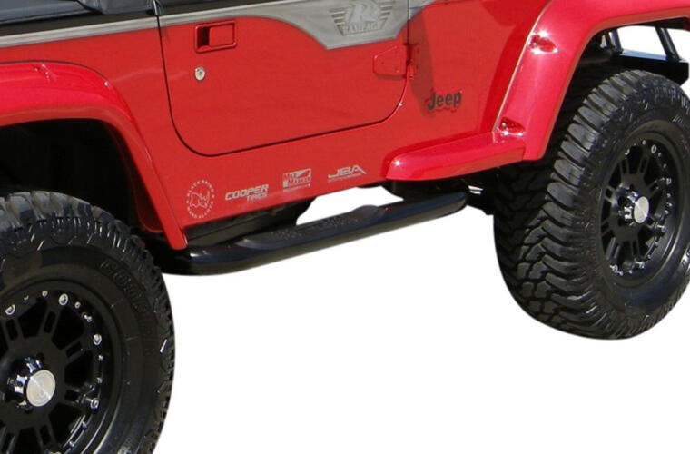 Rampage 1987-1995 Jeep Wrangler(YJ) 3 Inch Round Nerf Bar - Black - 0