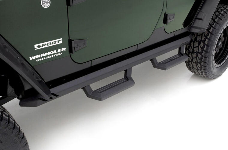 Rampage 1999-2019 Jeep Rock Rail Short Step Universal 4 Piece Set - Black - 0