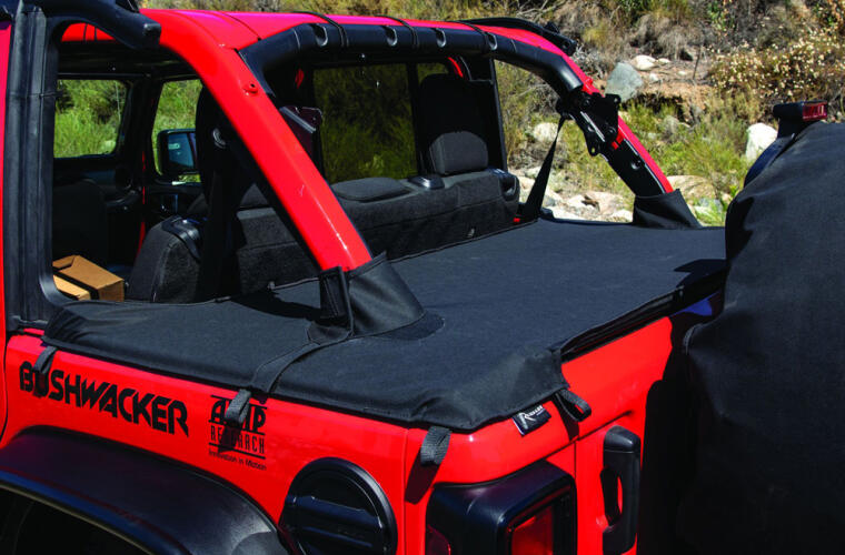 Rampage 2018-2022 Jeep Wrangler(JL) 4-Door Tonneau Cover w/ Tailgate Bar Kit - Black Diamond - 0