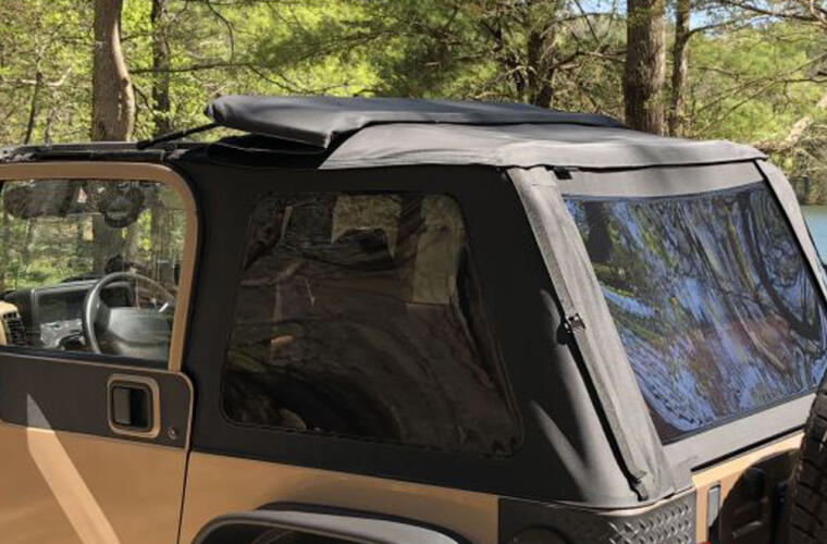 Rampage 18-21 Jeep Wrangler (JL) Unlimited Frameless TrailView Fastback Soft Top Kit - Black Diamond