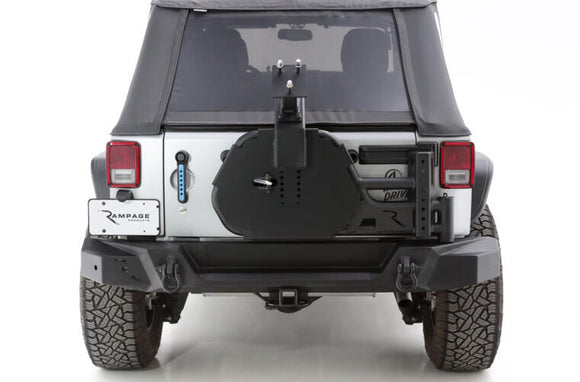 Rampage 07-18 Jeep Wrangler JK (Incl. Unlimited) Trail Guard Tire Carrier - Black