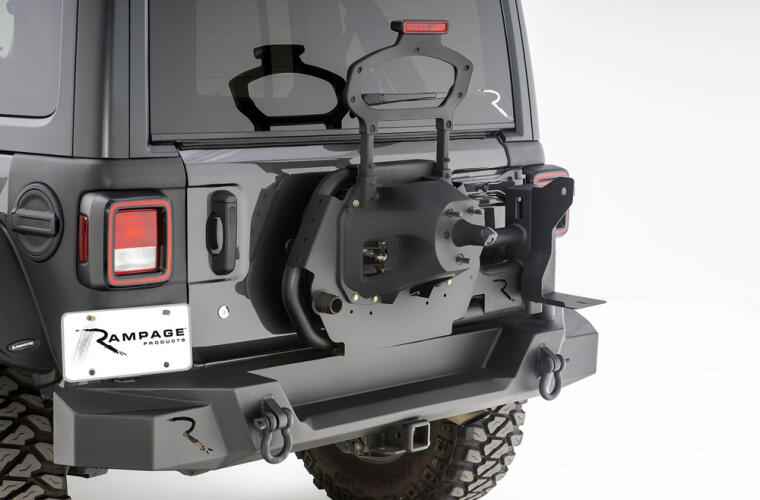 Rampage 07-18 Jeep Wrangler JK (Incl. Unlimited) Trail Guard Tire Carrier - Black