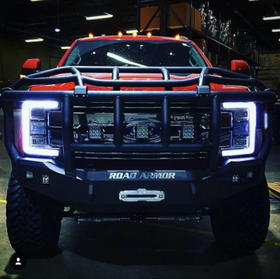 Road Armor 17-20 Ford F-250 Stealth Front Winch Bumper w/Intimidator Guard - Tex Blk - 0
