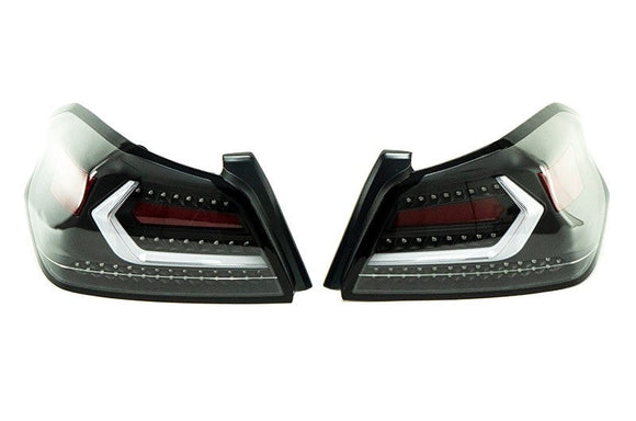OLM Evolution Tail Lights (Clear Lens Black Base White Bar) - 15 WRX STI