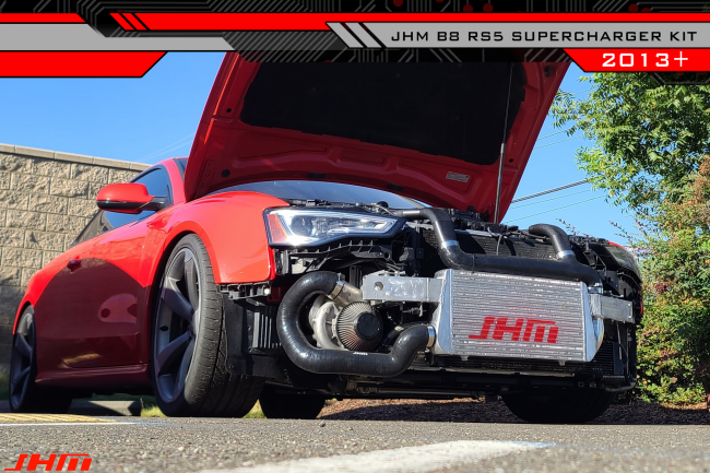 JHM Supercharger Kit for 2013 and up B8-RS5 w/ 4.2L FSI V8, Stage 3, 3+, and 4