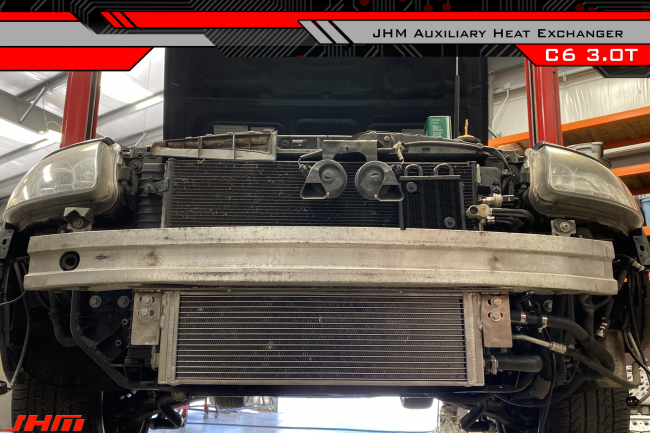 Auxiliary Heat Exchanger Kit (BLACK CORE) w PS Cooler - Bolt-On Performance Dual-Pass (JHM) for C6 A6 3.0T