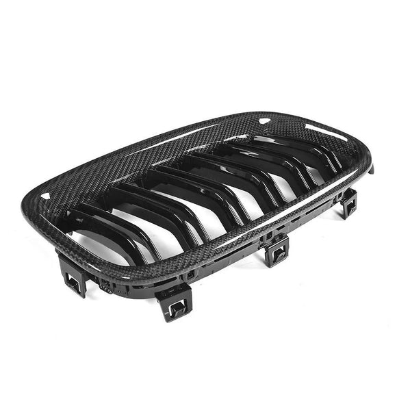 Carbon Fiber Kidney Grille for BMW 3 Series F30 2012 - 2018 dual slat glossy black grill