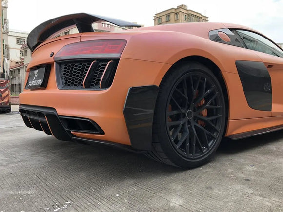Carbon Fiber Rear Bumper Side Splitters for Audi R8 V10 Gen 2 Plus Coupe 2-Door 2016-2018